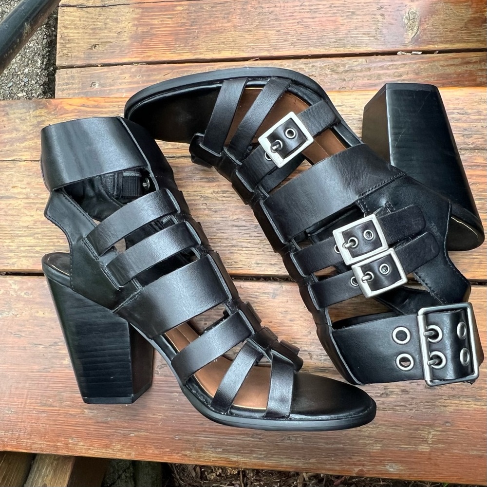 DOLCE VITA PAITYN STRAPPY BLACK LEATHER SANDALS SIZE 7.5 - Picture 5 of 14